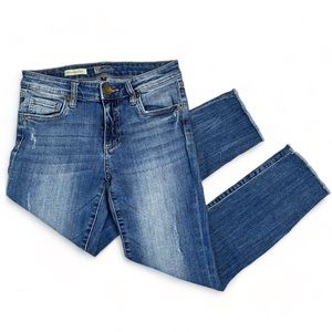 Kut From The Kloth Womens Mid Rise Crop Straight Leg Jeans Medium Wash Size 0